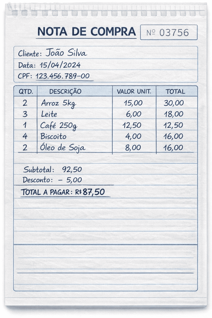 Demonstrativo de Compra e Venda para Equação da Troca de Moeda de Fisher