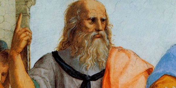 Platão em Escola de Atenas de Michelangelo - Patrística e Escolástica